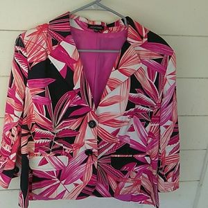NOTATIONS like new pink floral jacket sz LG